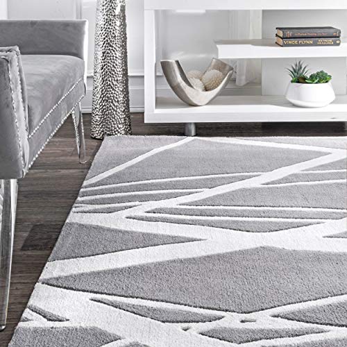 Image of Modern Handmade Woolen Carpet for Living Room Bedroom and Hall Size 6 x 9 Feet Color Lt. Gray & Ivory