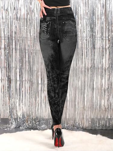 Women's Casual Pants, Soft Faux Denim Hip Lifting 9/10 Pants4