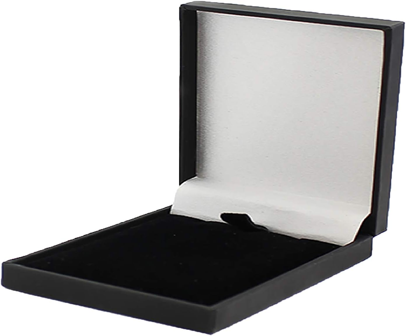 Slim Leatherette Jewellery Gift Box: Satin-lined for Necklace/Pendant (Economical to post) (Black)