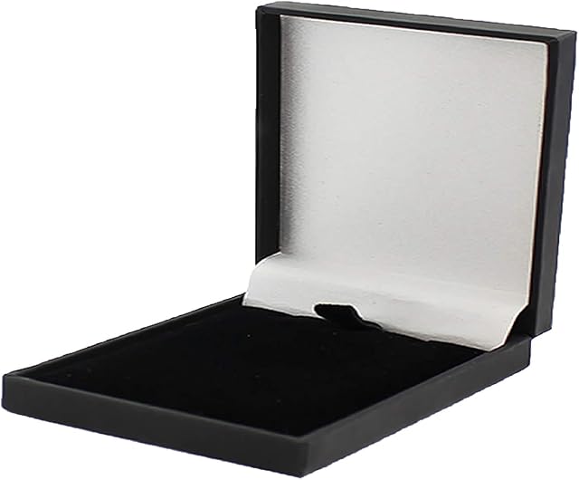 Slim Leatherette Jewellery Gift Box: Satin-lined for Necklace/Pendant (Economical to post) (Black)