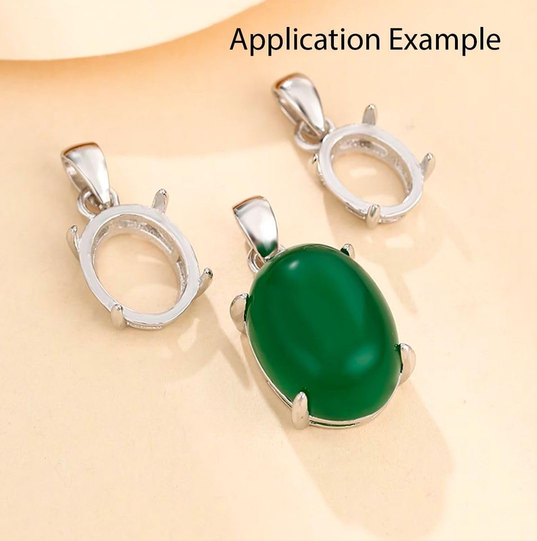 2pcs Adabele Authentic 925 Sterling Silver Hypoallergenic Open Back Bezel Blank Tray Setting for 25mm x 18mm Oval Cabochon Pendant Drop DIY Craft Jewelry Making SS100-6