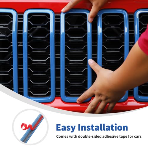 Image of Linskip for 2024-2025 Jeep Wrangler JL 4XE & Gladiator JT Grille Inserts, Meshless Grille Bezel Covers for Jeep Wrangler Sport Rubicon Sahara Willys Mojave Rubicon,Exterior Accessories(Light Blue)