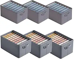 Kit com 6 Caixas Colmeia Organizadoras de Guarda-Roupas e Gavetas com 9 e 7 Divisórias, Material Rígido e Resistente (Cinza)