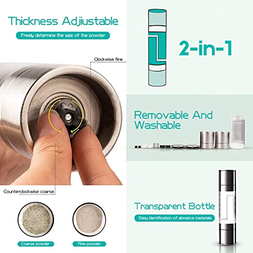 2 In 1 Salt And Pepper Grinder With Adjustable Ceramic Rotor, Stainless Steel Salt Grinders And Pepper Mill For Kitchen, Outdoor Barbecue #TOP2