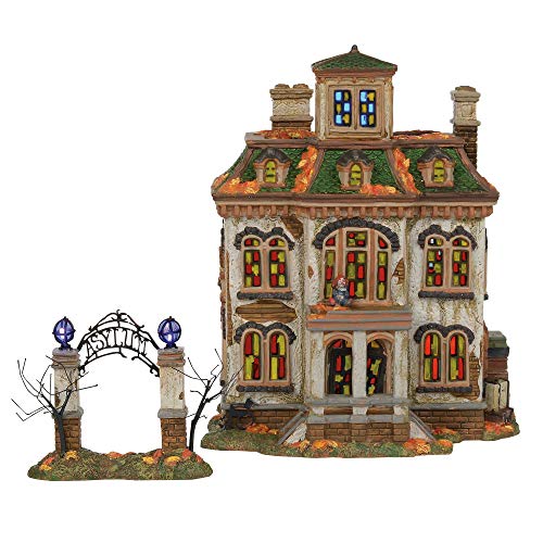 Department56 Snow Village Halloween Last Laugh Asylum Lit Building, 10.75