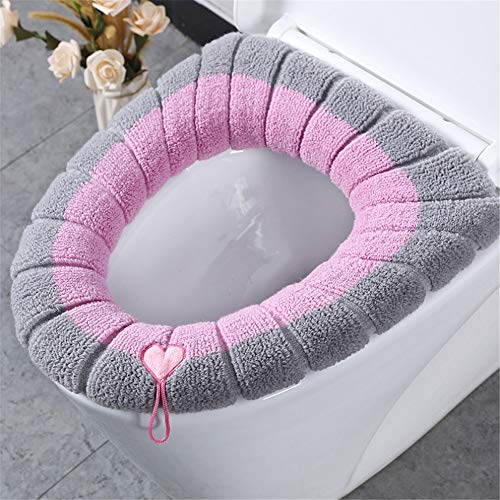 Ygmxzl 3 Pezzi Toilette Copri Sedile,Universale Coprisedile Per Wc Spessa E Morbida Copriwater In Tessuto Con Anello Di Fissaggio,Lavabile In Lavatrice (Tre Colori) - 3