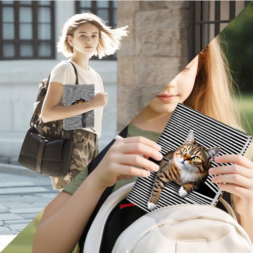 Carnet chat A5 ligné de 200 pages avec couverture rigide en cuir pour le bureau - 5