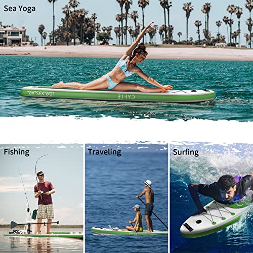 Cyfie Inflatable Stand Up Paddle Board For Adults Youth, 10'6" Extra Wide Sup With Kayak Seat, Padddleboards Accessories, Pump, Paddles, Backpack, Leash, Fins, Repair Kit #TOP7