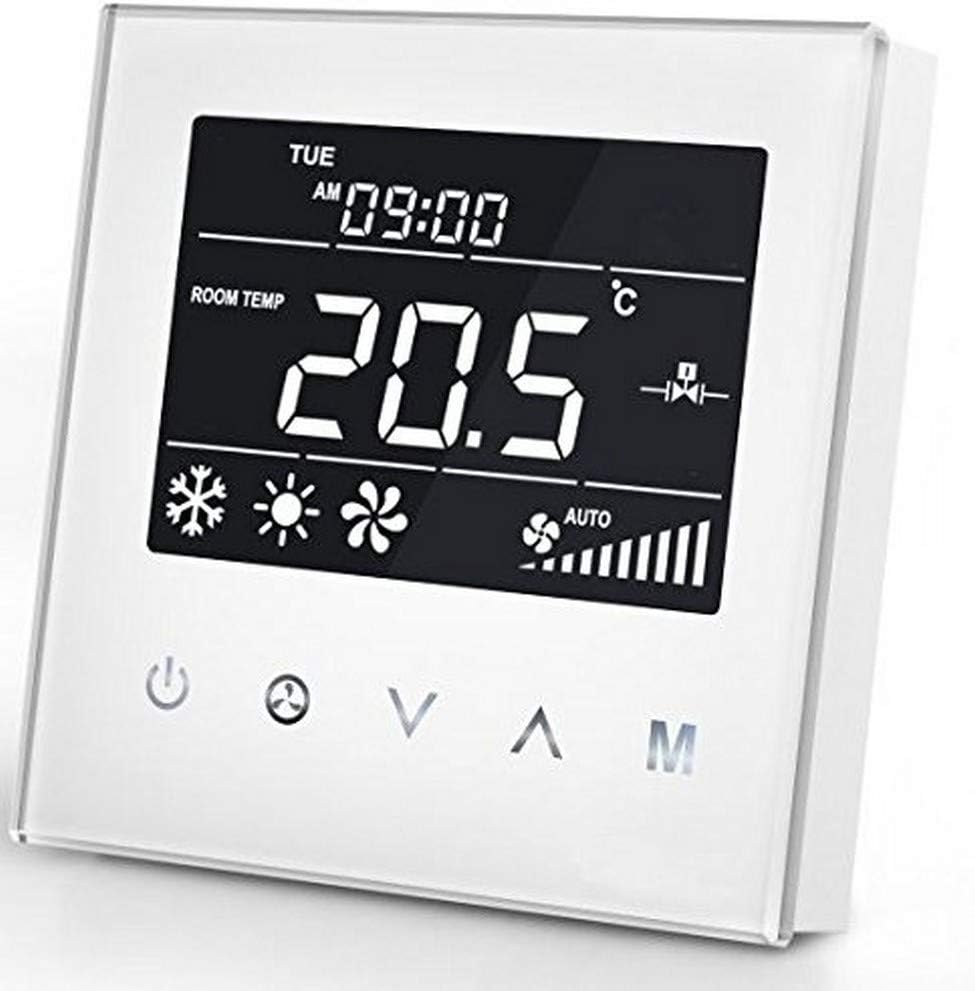 White MH8-FC Fan Coil Thermostat 2 Pipe, 230 V