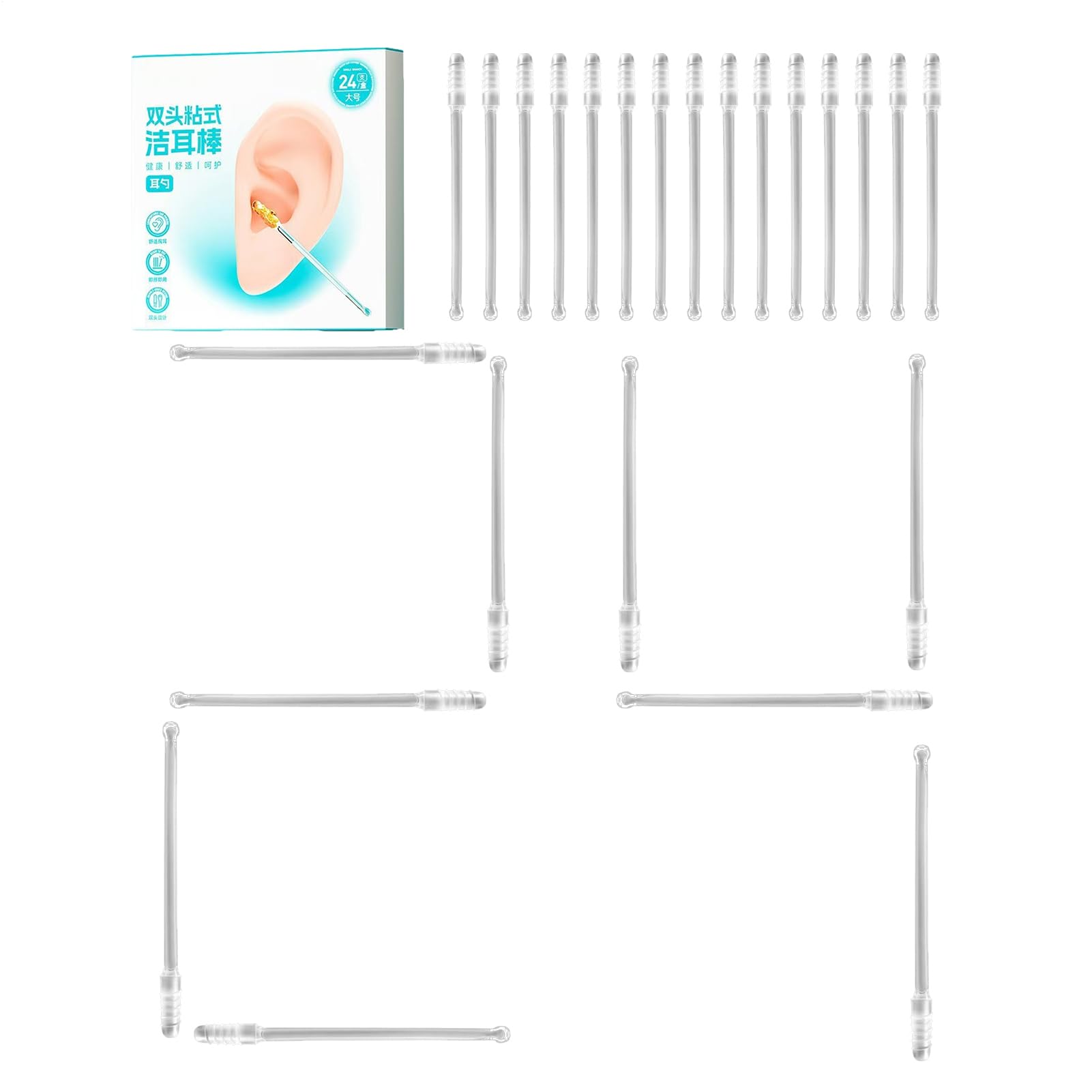 Adhesive Cleaning Stick Personal Care Swab Double Ended Tool Gentle Stick Resin Earwax Removal Pick for Personal Care
