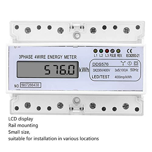 Medidor de Energia, DDS576 Medidor de Energia Monitor de Energia, Tipo Trilho, 3 Fases 4 Fios 7P 380