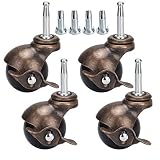 DICASAL 2" Swivel Stem Antique Gold Ball Casters Wheels Hooded Caster with 5/16" x 1-1/2" Mounting W