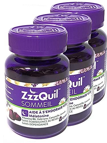ZzzQuil Sommeil 30 gommes tripack pour retrouver des nuits calmes après le voyage