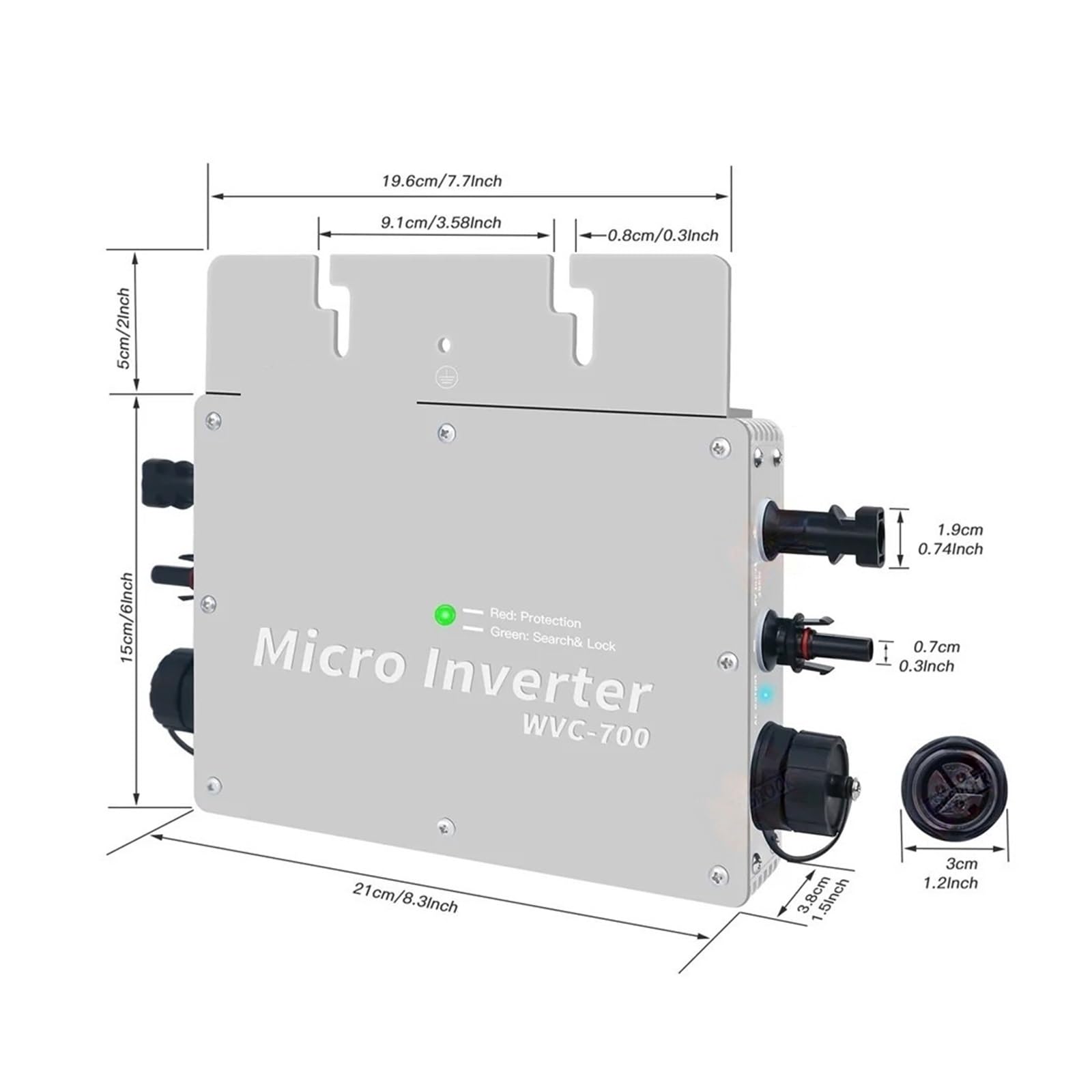Microinversor de conexión a Red Solar de 600W, microinversor mppt
