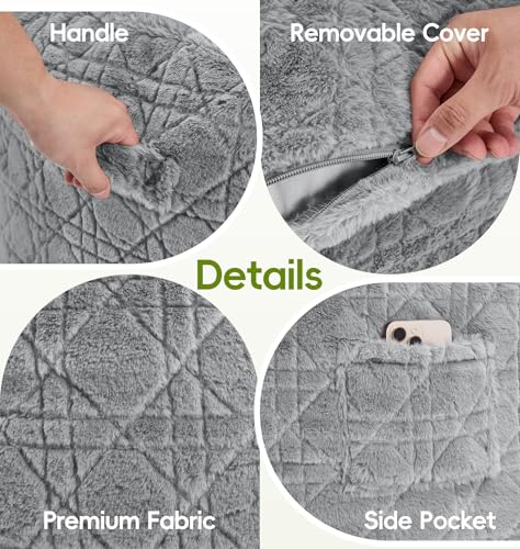 Image of 5FT Bean Bag Chair Oversized Bean Bags for Adults Large Bean Bag Beanbag Chair Washable Cover Quilted Plush Bean Bags Giant Memory Foam Bean Bag Chairs for Adults Pocket Bedrooms Living Room (Grey)