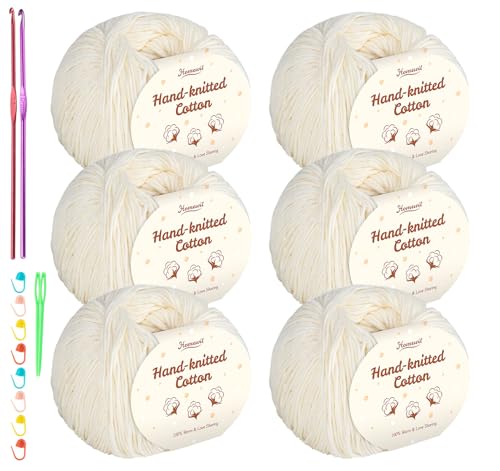 Gomitolo di cotone beige da 6 pezzi,100% cotone per bambini,super morbido al latte per bambini, filato per uncinetto e lavoro a maglia – (50 g/palla) con 2 ganci in metallo (2,5–3,5 mm) Baby Fluffy Gomitolo di cotone beige da 6 pezzi,100% cotone per bambini,super morbido al latte per bambini, filato per uncinetto e lavoro a maglia – (50 g/palla) con 2 ganci in metallo (2,5–3,5 mm) Baby Fluffy
