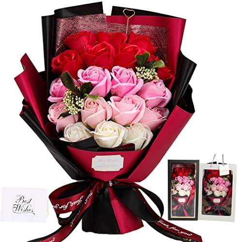 ソープフラワー花束 母の日プレゼント， 誕生日プレゼント ソープフラワー バラ グラデーション 花束 ブーケ 薔薇造花 女性 人気ギフトインテリア 結婚記念日 父の日 敬老の日 昇進 転居 彼女 送別会 退職感謝 お礼 バラの花束 ローズブーケ