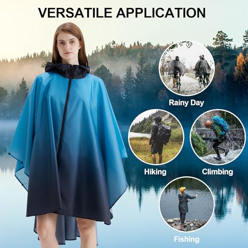 Image of salamra Rain Poncho Jacket - Hooded Waterproof Raincoat with Pocket for Women Men Adults