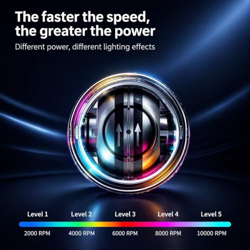 Image of Wrist Trainer Power Gyro Ball, Hand Forearm Strengthener, Colorful Lighting Ball, Arm Strengthener Enhancer Essential Gyroscopic & Exerciser for Stronger Muscle Fingers Bones Workout Exercise(Silver)