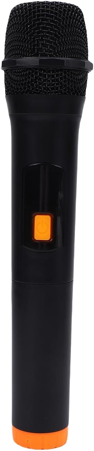 Simulation Handheld Microphone Prop, Aluminum and ABS Made Lightweight Fake Mic for Speech Practice Stage Show Birthday Party Role Play Outfit (Orange Black)