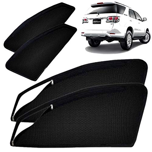 Image of Autofact Magnetic Car Sunshades Compatible with Toyota Fortuner (2009 to 2015) (Set of 4) - Easy Installation, UV Protection, Keeps Car Cool (Front 2 with Zippers, Rear 2 Without Zippers)