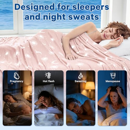 Image of inhand Cooling Blanket Throw(50 inchx60 inch) - Double Sided Cooling Blankets for Hot Sleepers, Cool Soft Lightweight Summer Blanket for Beach, Sofa Bed Couch, Room Decor, Gifts for Women Men Sakura Pink