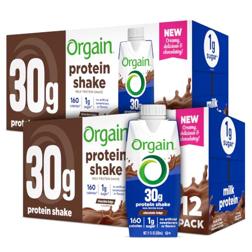 Orgain 30g High Protein Shake,Dairy Isolate Milk Protein,Chocolate Fudge,5g BCAAs,1g Sugar Per Serving,Meal Replacement,Ready to Drink,Keto Friendly,Gluten-Free 11 Fl Oz,(Pack of 24)