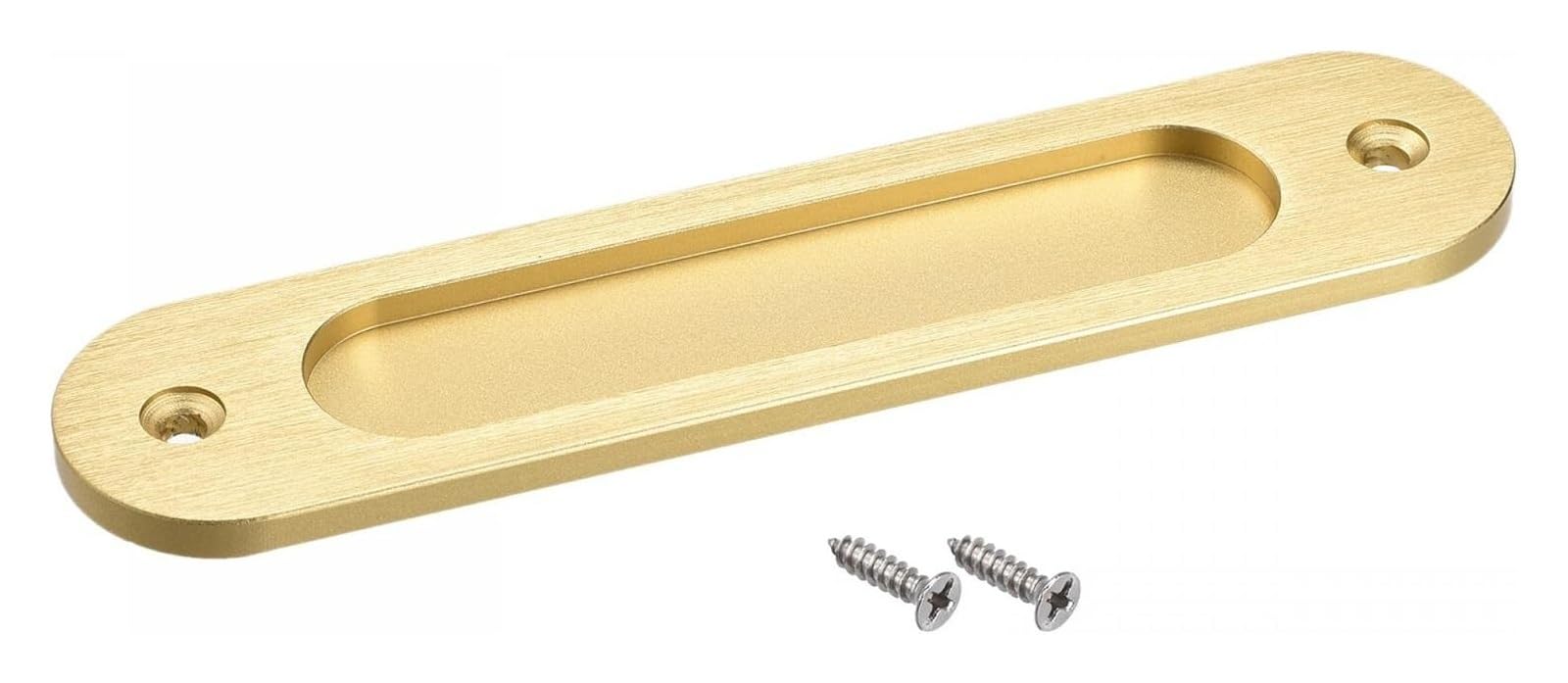 Vakorise Onecolor Recessed Sliding Door Handles, Recessed Finger Flush Pull Handle Oval Bright Gold 180X40x5.7mm For Drawer Door