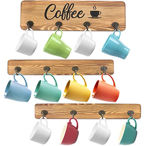 LotFancy Coffee Cup Holder, Wall Mounted Mug Rack with 12 Hooks, ...