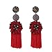 YAZILIND Boucles d'oreilles pompon en Alliage Bohème Bijoux clous Tassel Bijoux Pendentif vintage Cadeau pour Femmes Filles(Rouge)