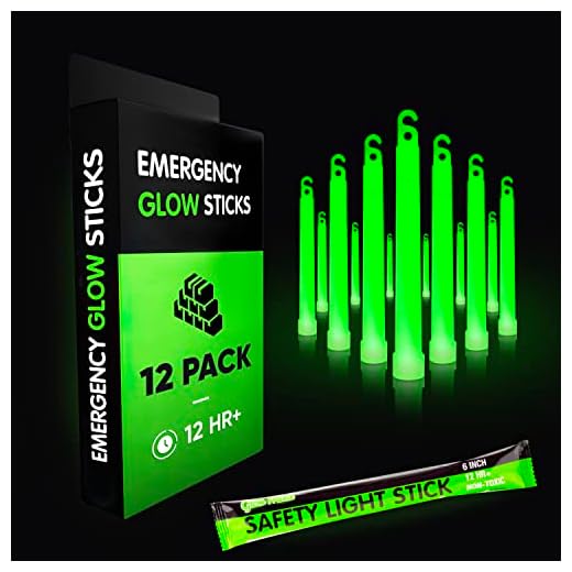 12 Ultra Bright Glow Sticks - Emergency Light Sticks for Camping Accessories, Parties, Hurricane Supplies, Earthquake, Survival Kit and More - Lasts Over 12 Hours (Green)
