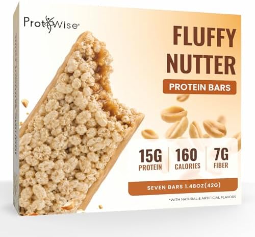 ProtiWise Fluffy Nutter High Protein Bars - Low Sugar Meal Replacement for Weight Loss - 15g Protein - Keto Bars with Fiber - Low Carb Gluten Free Breakfast Bar - 7 Count