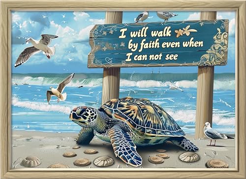 Image of Leczany Cross Stitch Patterns Stamped Kit for Beginners | Embroidery Supplies DIY Craft Kit Needlepoint for Adults Starter | 11CT, 3 Strands | Turtle Walking 22.4x15.8 inches