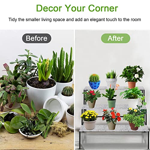 Dosker 3 Tiers Metal Plant Stand,Rectangular Ladder Flower Pots Outdoor, Indoor Plant Display Rack, Heavy Duty Utility Storage Organizer Rack For Home Garden Patio Balcony, Stair Style Plant Stand #TOP6