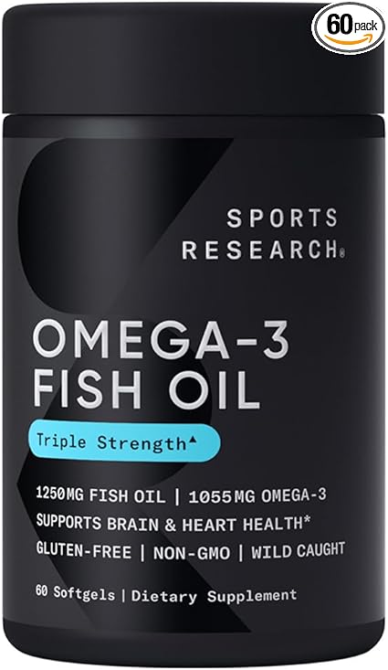 Omega-3 Fish Oil, Triple Strength, 60 Softgels, Sports Research