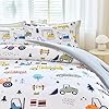 WINLIFE Full Size Comforter Set for Boys 3-Piece Kids Bedding Teen Boy Construction Printed Comforters Reversible Ultra Soft and Fluffy Cartoon Excavator Truck Cars Full Bed Set #3