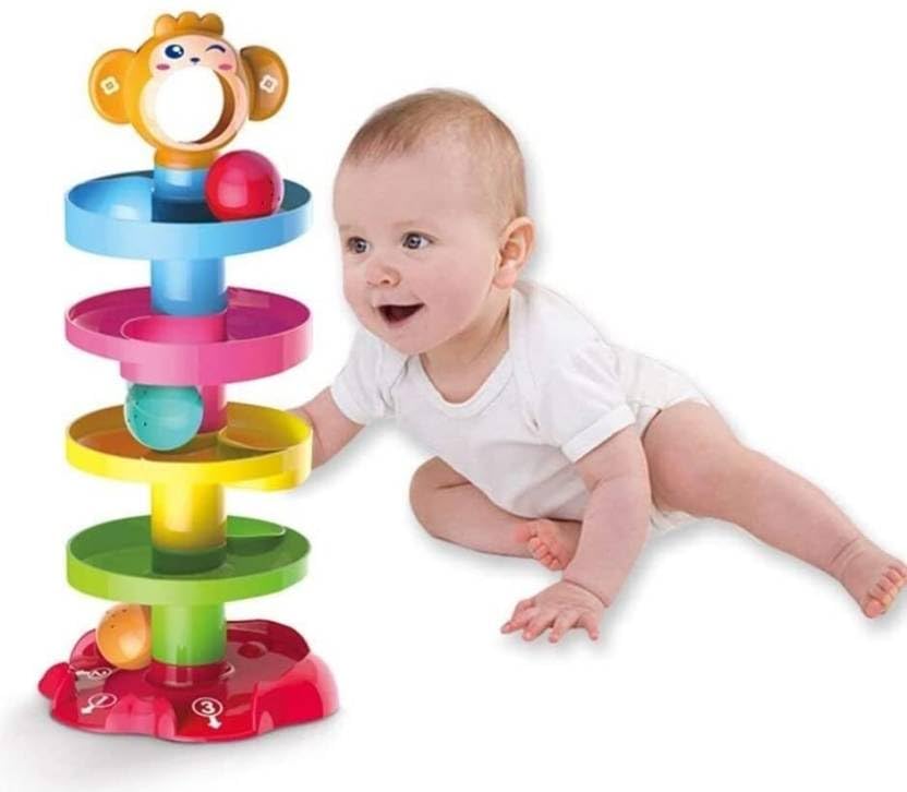 Banke Ji Ramp Ball Roll, Ball Drop and Roll Swirling Tower for Toddler |3 Acrylics Plastic Balls Non Toxic Material | Stack Toy for Kids Ages 3+-image-18
