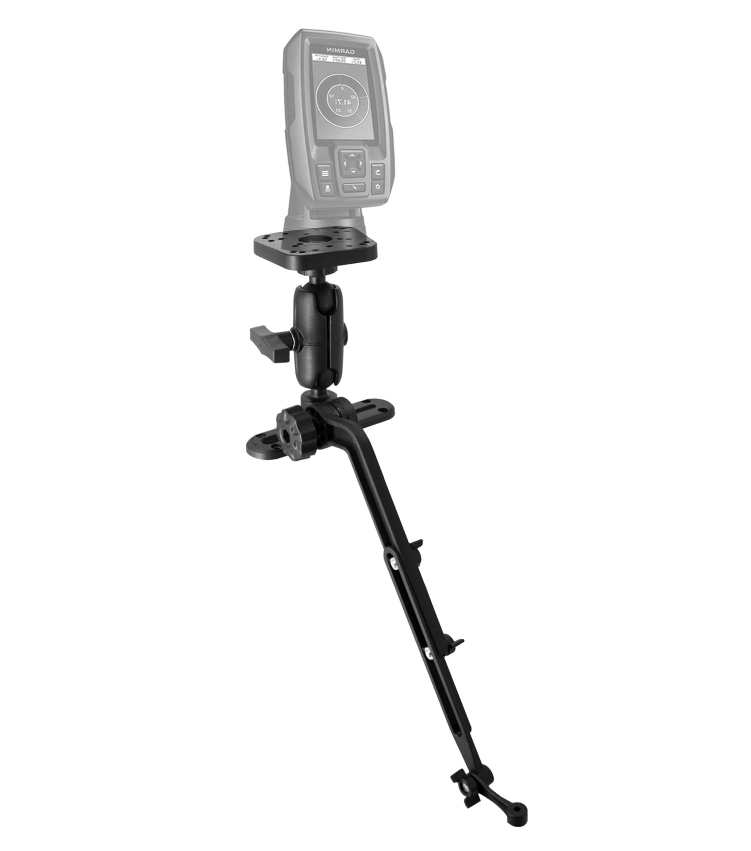 Support de sondeur de poisson avec bras de sondeur et support de montage réglable compatible avec Garmin, Lowrance, Humminbird