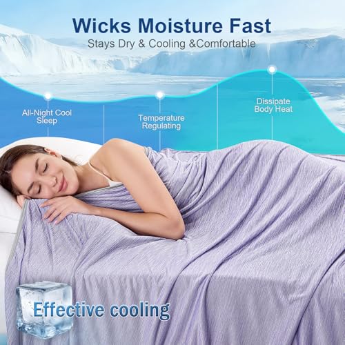 Image of KMUSET Cooling Blanket Full Size(80 inchx90 inch, Double Sided Summer Cooling Blankets for Hot Sleepers & Night Sweats, Lightweight Blanket for Sofa Bed Couch, Room Decor, Gifts for Women Eggplant Purple