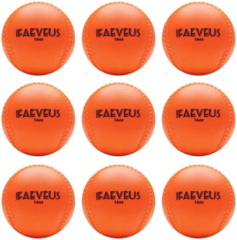 9 Pack Weighted Balls for Baseball & Softball 16 oz Practice Heavy Ball for Hitting, Batting & Pitching Training, Improve Power and Mechanics, 2.85inch, Orange