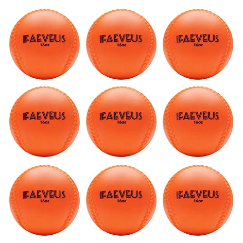9 Pack Weighted Balls for Softball & Baseball 16 oz Practice Heavy Ball