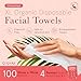 Asara Disposable Face Towel XL Facial Wipes - Organic Vegan Biodegradable Face Towels - Just Add Water for Makeup Remover Wipes - Sensitive Skin Face Wipes - Clean Daily Facial Towelettes (100 Count)