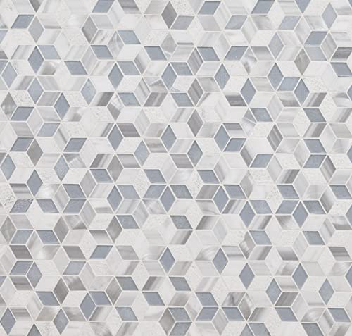 MSI Harlow Cube 12in. x 12in. Glass Stone Metal Mosaic Tile Flooring
