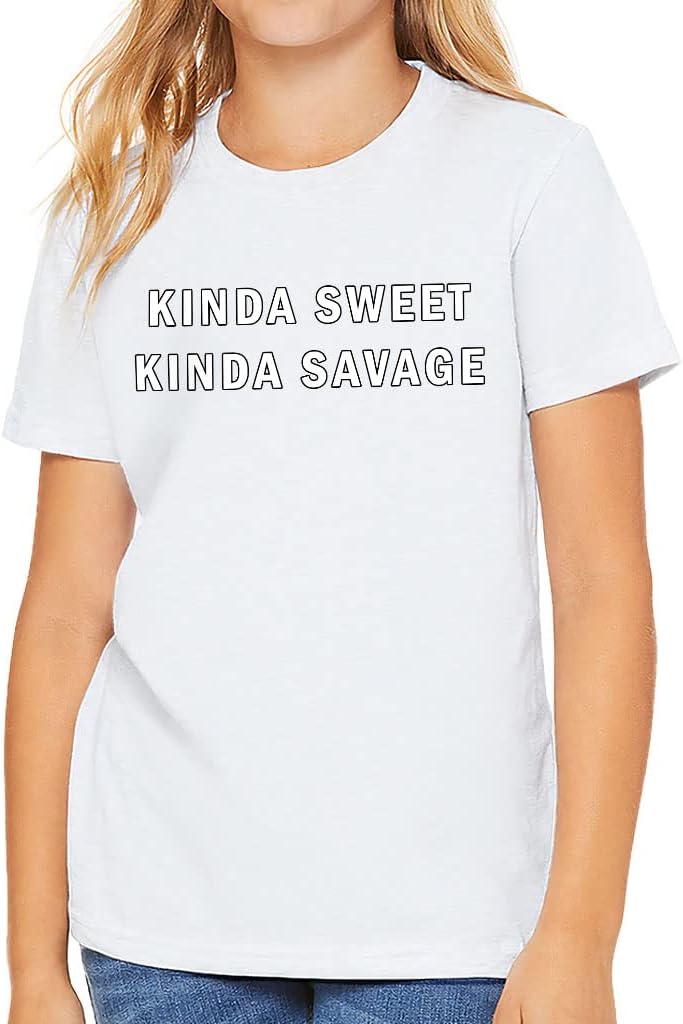 Kinda Sweet Kinda Savage Kids' T-Shirt - Print T-Shirt - Minimalist Tee Shirt for Kids
