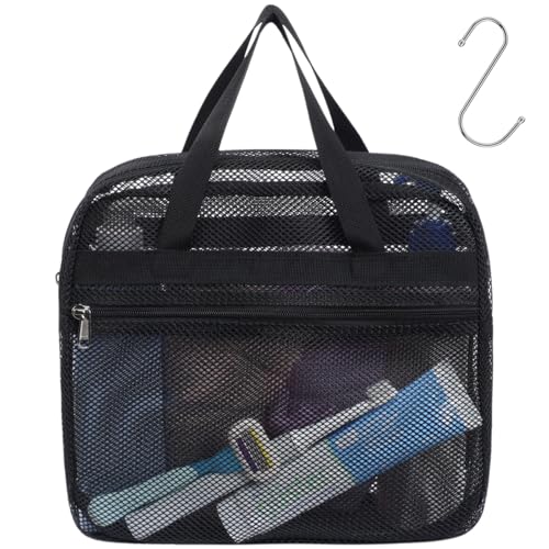 Mesh Shower Caddy Portable with Zipper - 2-Handle Shower Bag for Dorm