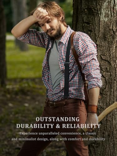 Kohentact Tirantes para Hombre Extra Resistentes de 3,8 cm de Ancho, Usables Bajo la Ropa, con 3 Presillas de Botón, Ideales para Pantalones de Trabajo, Pantalones de Esquí y Overoles - imagen 7