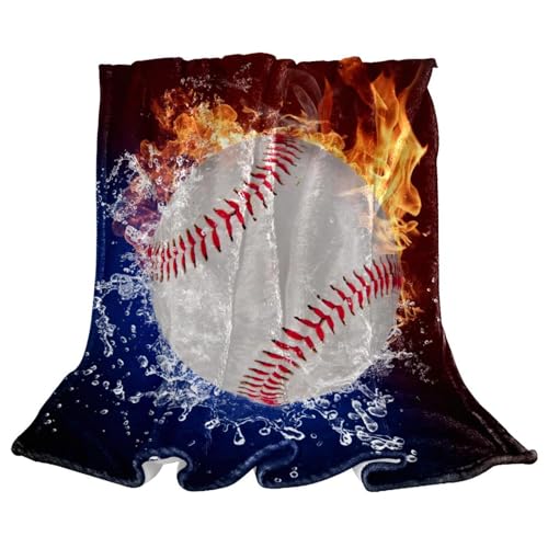 Couverture polaire baseball eau et feu idéale pour cocooner sur votre canapé - 2