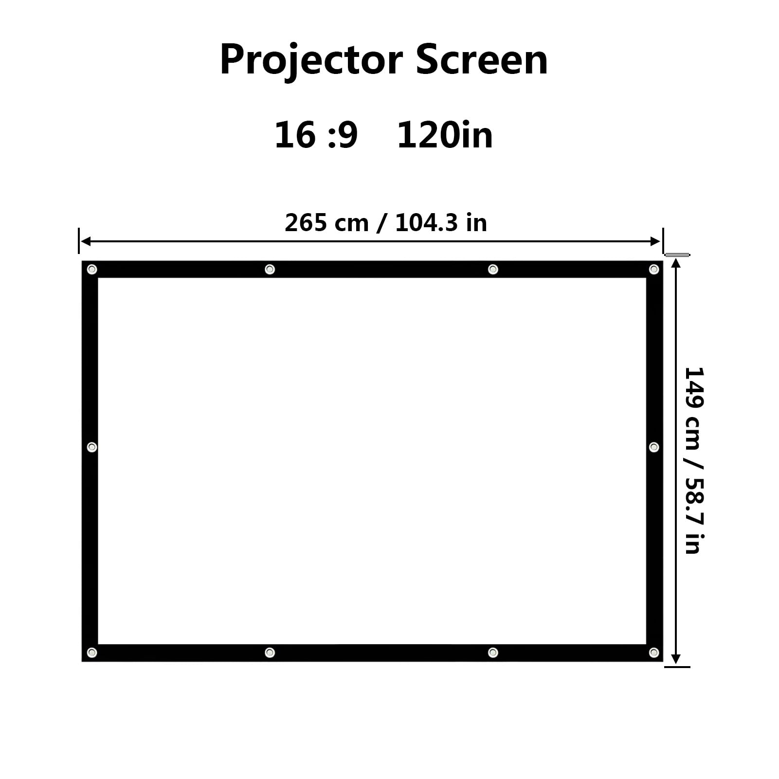Przenośny Ekran Projekcyjny 16:9, Składany Ekran Kinowy 4:3 do Użytku Wewnątrz i na Zewnątrz, Ultraszeroki Kąt Widzenia 160°, Projekcja Dwustronna(120in 16:9)