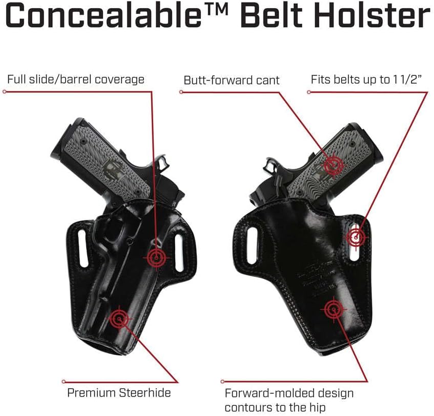 Galco Gunleather Concealable Belt Holster for Glock 19, 23, 32 (Black, Right-Hand),CON226B