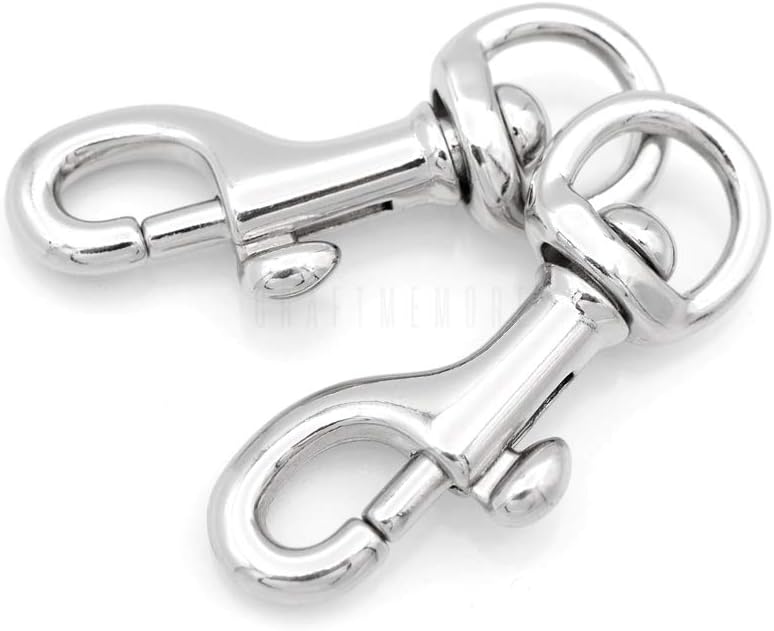 CRAFTMEMORE4pcs Swivel Snap Hook Round Eye Slide Bolt Lobster Clasp for Purse Keychains Accessories SC17 (Silver)